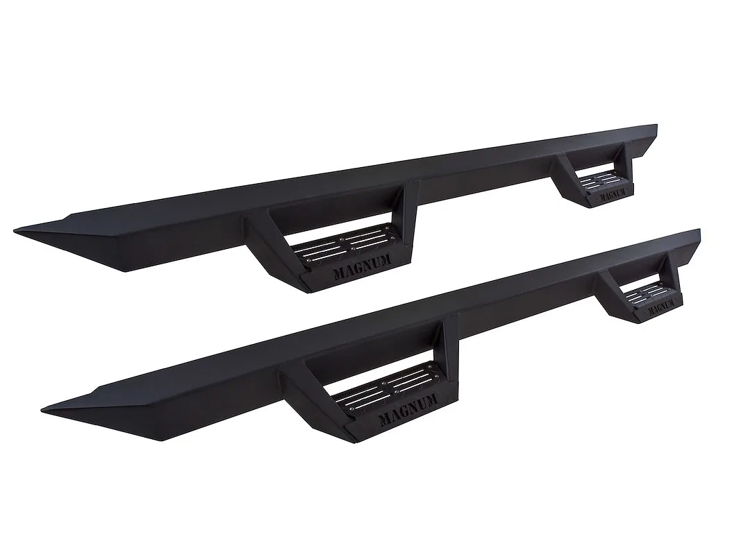 RTS30DG – RAPTOR Rocker Panel Guard, Flat Powder Coat Textured Black Steel With 4 Drop Down Steps